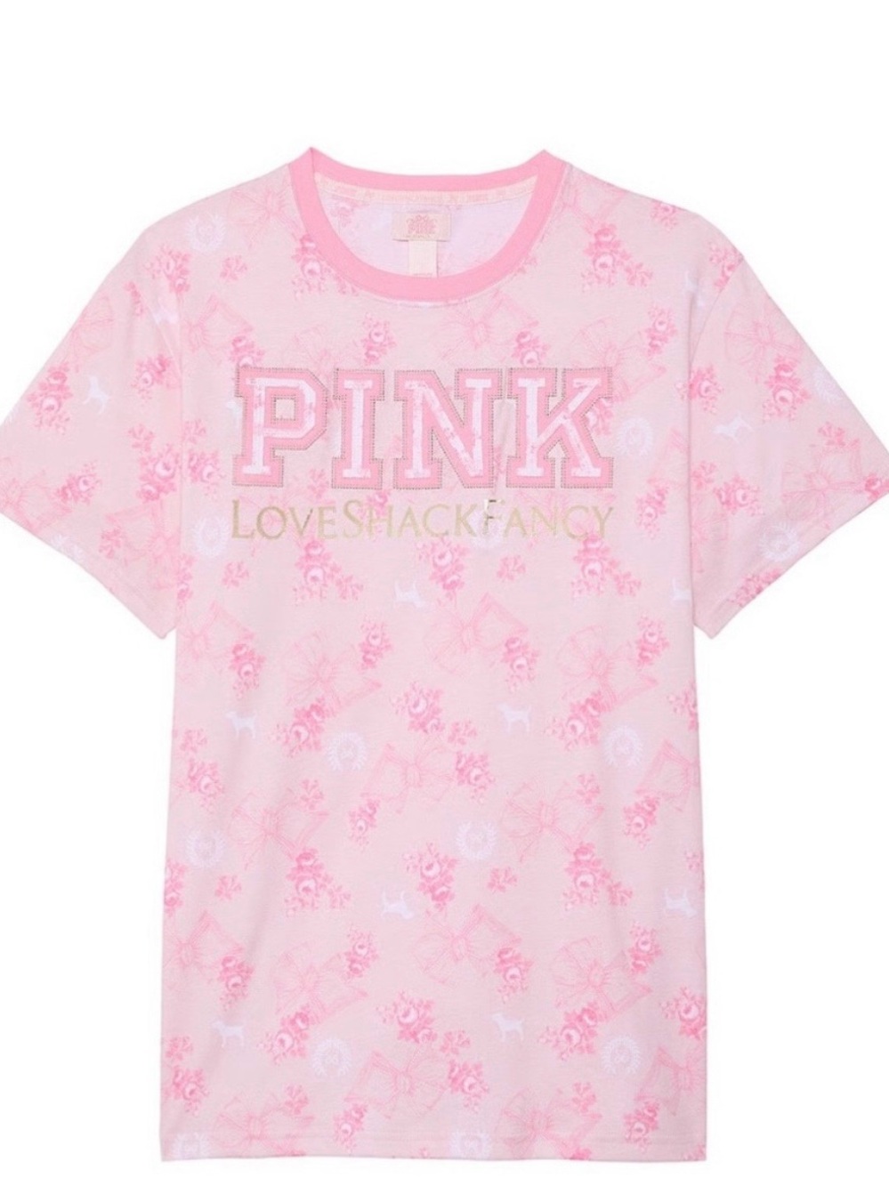 PINK Victoria's Secret Light Pink Floral Graphic Tee